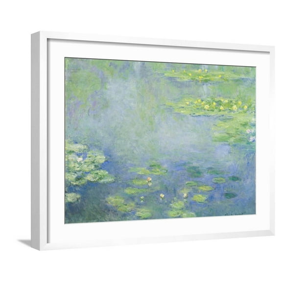 Art.com Waterlilies Giclee Print by Claude Monet, White Frame Wall Art, 29" x 23"