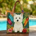 thumbnail image 7 of Vintage Quilted Tote Bag Women Lightweight Travel Bag Purse Cotton Shoulder Tote Bag-Dog, 7 of 7
