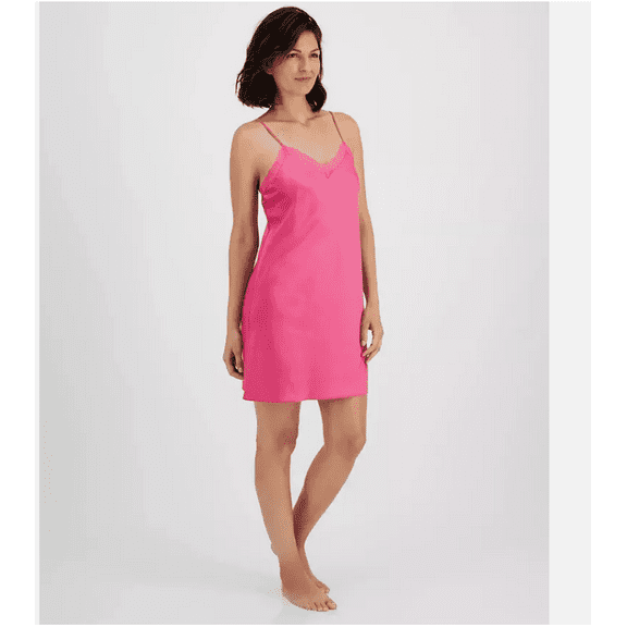 I.N.C. International Concepts Womens Satin Lace-Trim Chemise - Divine Berry, XXL