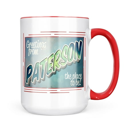 

Neonblond Greetings from Paterson Vintage Postcard Mug gift for Coffee Tea lovers