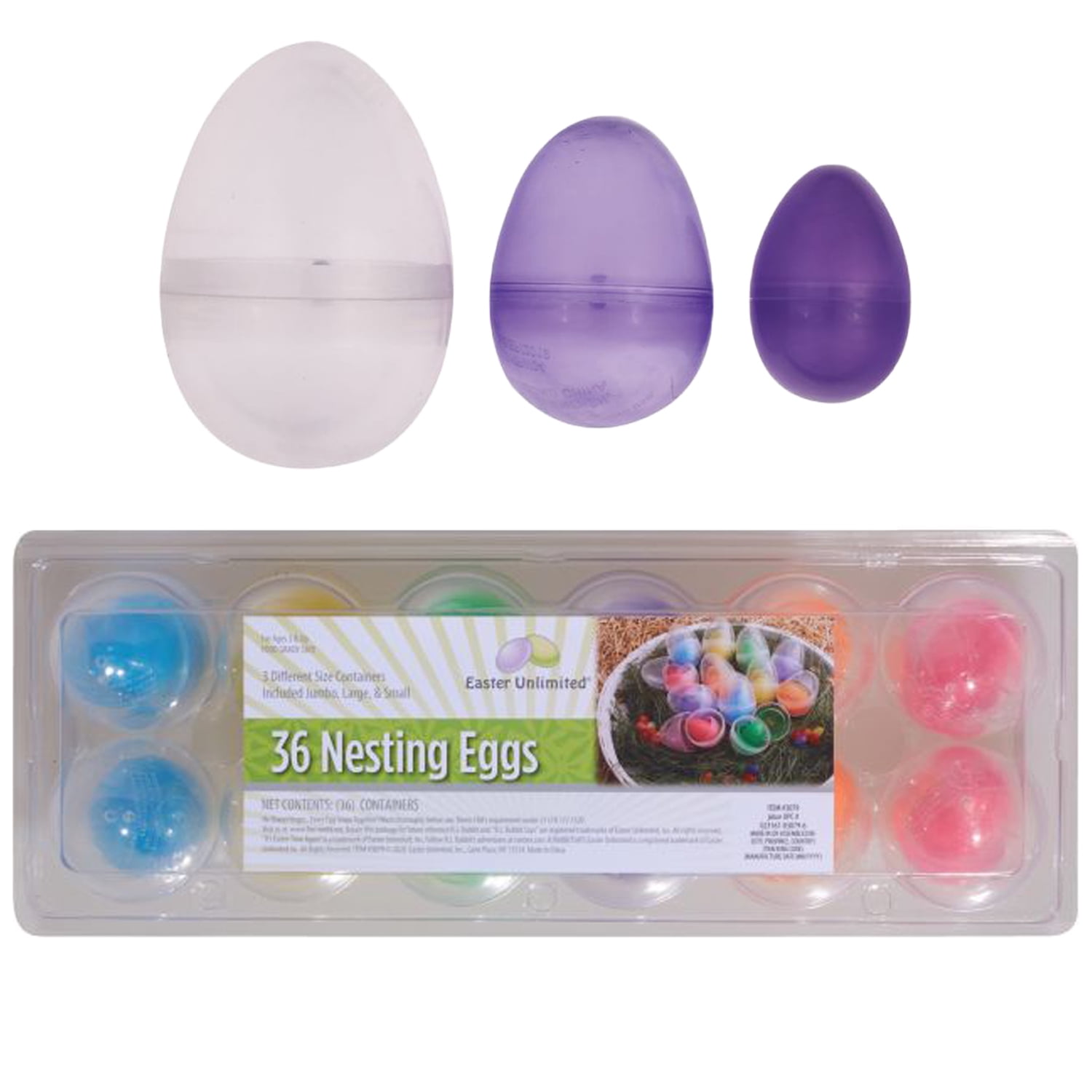 Plastic Purple Easter Egg Lot Of 36 Bundled With Purple Easter Grass 