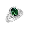 thumbnail image 6 of RYLOS Rings for Women Sterling Silver Ring Princess Diana Inspired 9X7MM Gemstone & Halo of  Diamonds Green Sapphire Jewelry for Women Size 8, 6 of 7