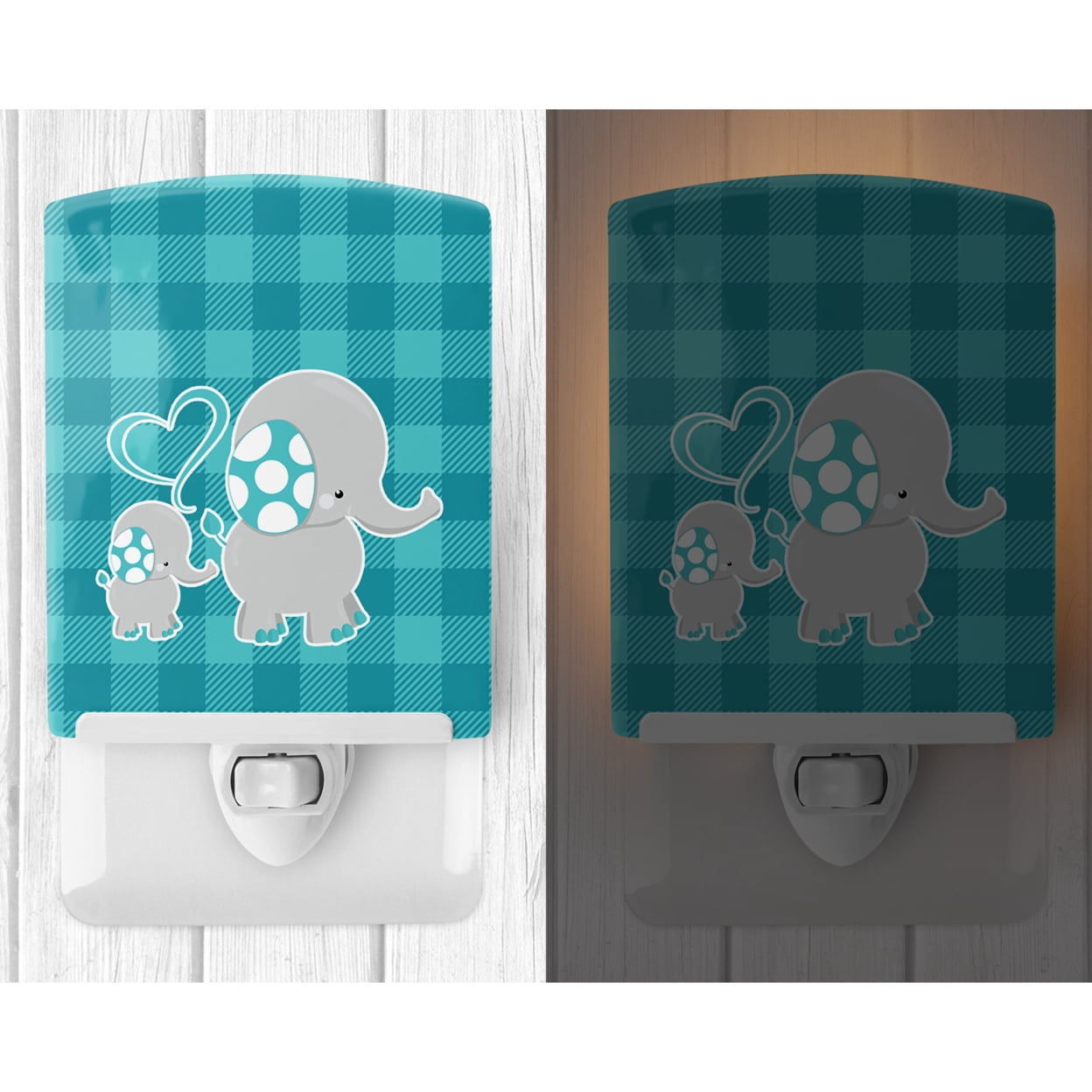 Caroline's Treasures BB6834CNL Mommy and Baby Elephant Ceramic Night Light, 6x4x3", multicolor