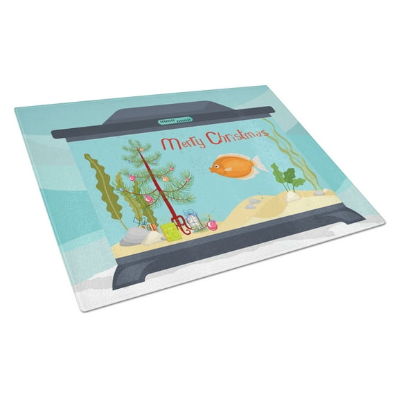Carolines Treasures CK4527LCB Kissing Gourami Merry Christmas Glass Cutting Board Large, 12H x 16W, multicolor