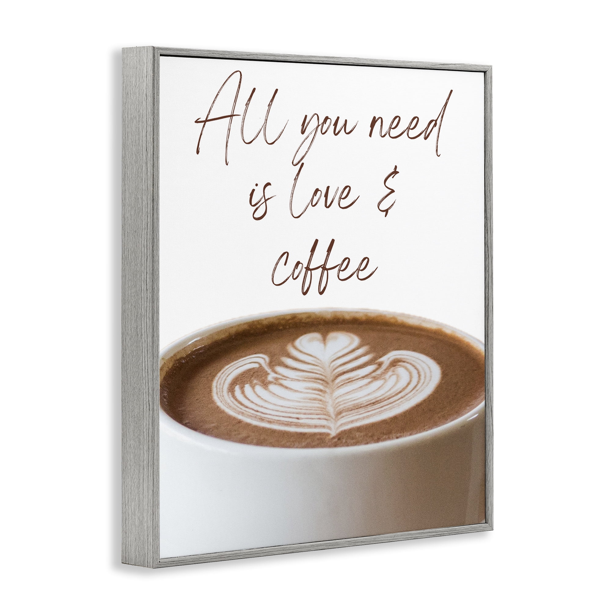 Stupell Industries All You Need Love & Coffee Gray Framed Giclee Art, design by Jesse Keith