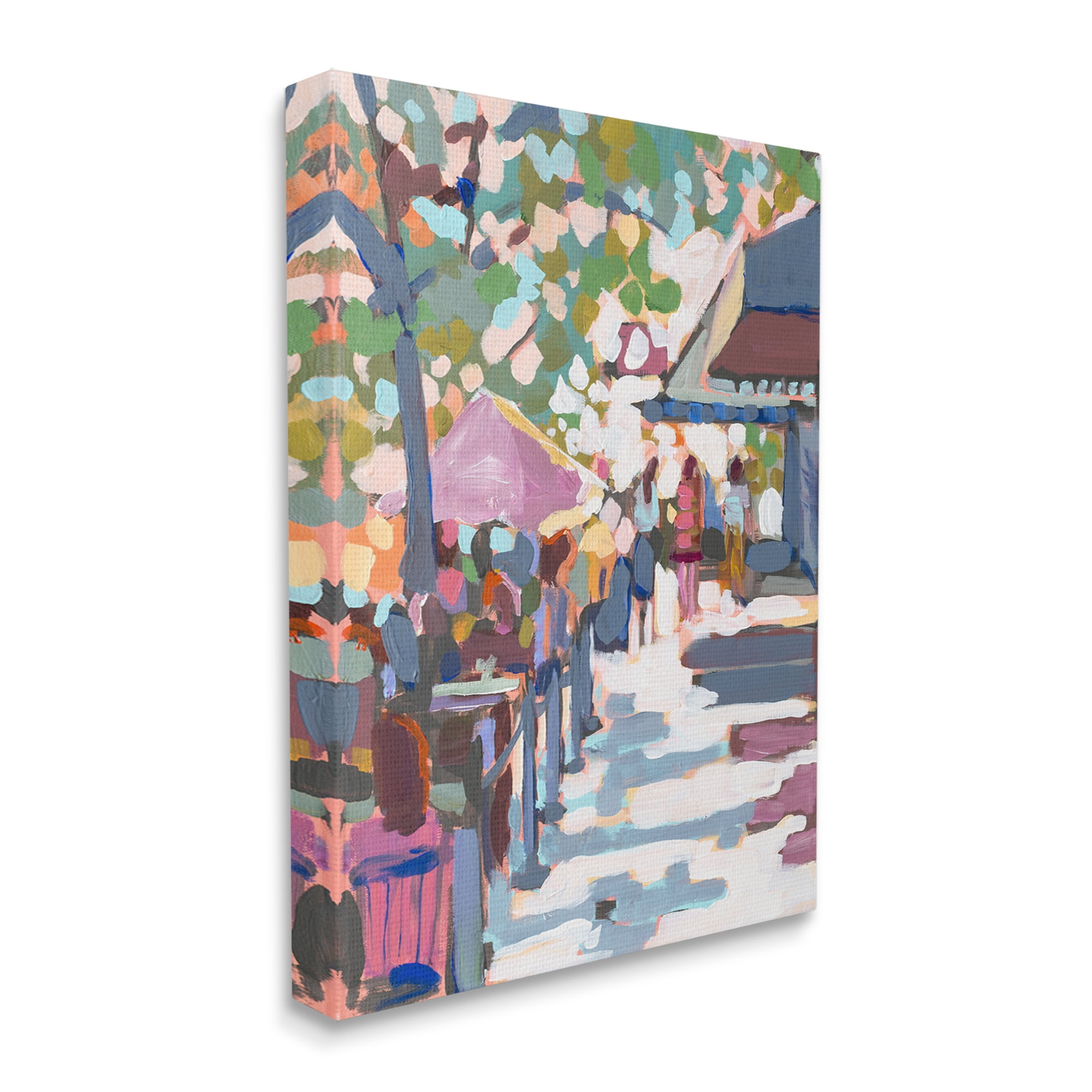 Stupell Industries Abstract City Market Abstract Painting Gallery Wrapped Canvas Art Print Wall Art, 16 x 20