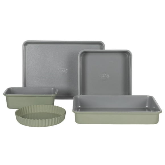 Sur La Table Kitchen Essential Carbon Steel Baking Pans Bakeware Set W/Premium PFOA, PFAS, PTFE Free Grey Non stick - Juniper Green Exterior