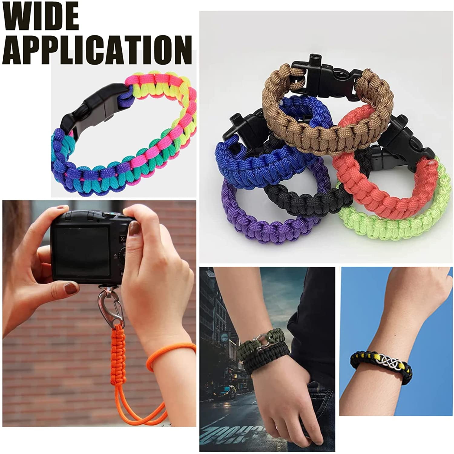 Jig Bracelet Maker Kit Wristband Maker with 8 Parachute Cords and 8 Quick Release Buckles Adjustable Length Braiding Weaving DIY Craft Tool Kit DIY