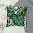 thumbnail image 2 of GOSMITH Tropical Green Banana Leaf Throw Pillow Covers Black and White with Stripe Pillowcase Square Decorative Cushion Cases Blend Outdoor Decor for Beach Sofa Bed, 2 of 5