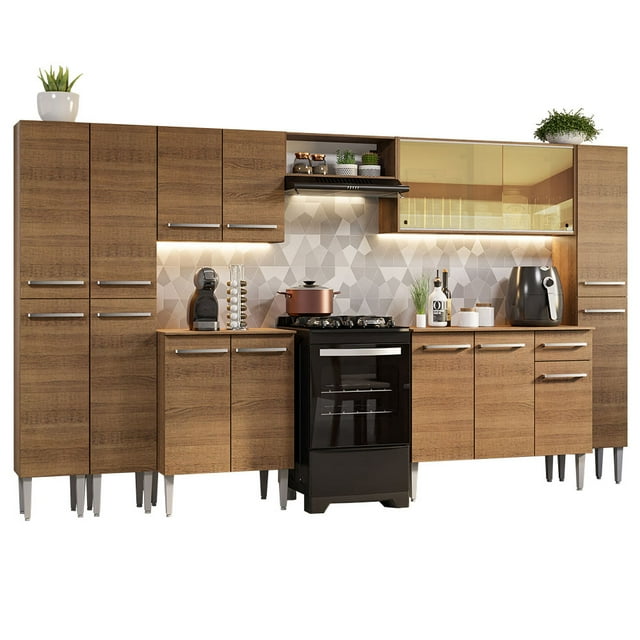 Cocina Integral Completa 325cm Emilly Madesa 04 Marrón Madesa