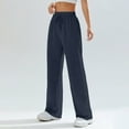 thumbnail image 4 of Hearthz Women's Wide Leg Sweatpants High Waist Baggy Flared Pants Drawstring Athletic Joggers Sweat Pants Navy,S, 4 of 6