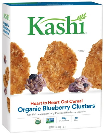 (2 Pack) Kashi Heart to Heart Organic Oat Cereal, Blueberry Clusters, 13.4 Oz