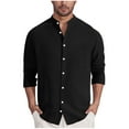 thumbnail image 3 of Mens Shirts Long Sleeved Lapel Tops Black 4 Shirts Solid Color Casual Button Cardigan Pocket Fashionable Blouse Spring Summer and Autumn Shirts for Men Work Cafe Cocktail Party Formal Shirts, 3 of 7