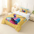 thumbnail image 2 of Castle Fairy Baseball Print Twin Comforter Sets 2pcs, Ice Cream Bat Bedding Set, Pink Blue Yellow,1 Comforter and 1 Pillowcase, 2 of 6