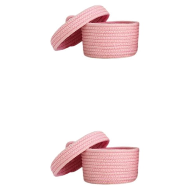 Cestas tejidas de almacenamiento Billuyoard Rosa con tapa S 2Conjunto