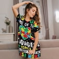 thumbnail image 3 of Daiia I Love With Autism Print Women's Nightshirt Soft Nightgowns for Women Short Sleeve dress Short-sleeved Sleepwear, 3 of 6