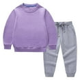 thumbnail image 2 of Sweatsuits for Boys Girls 2 Piece Tracksuit Pullover Sweatshirt Top and Jogger Pants Set Casual Kids Sports Outfits (6 Years, Purple 01), 2 of 7