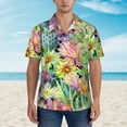 thumbnail image 4 of Balery Watercolor Blooming Cactus Print Men's Hawaiian Shirts Short Sleeve Beach Shirt Relaxed Fit Vacation Button Down Shirts-Large, 4 of 9