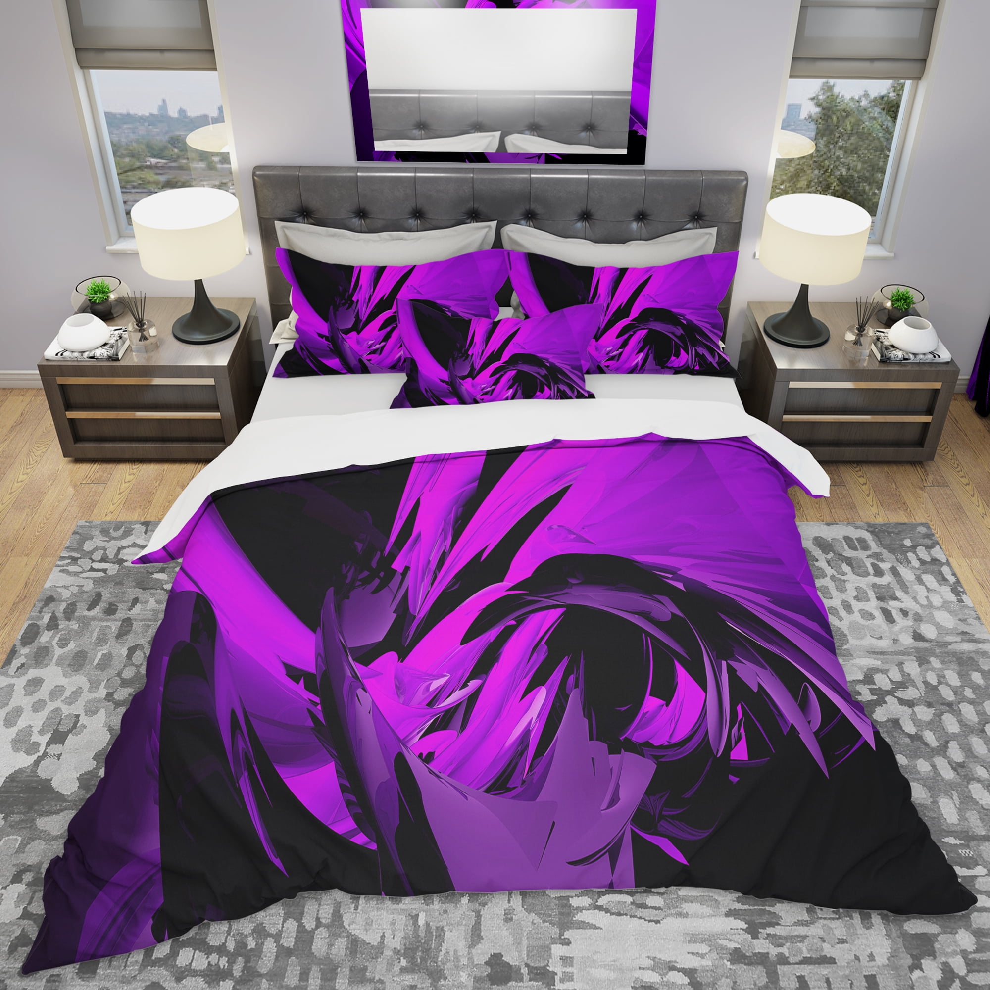 Designart 'Purple and Grey Mixer' Modern & Contemporary Duvet Cover Set