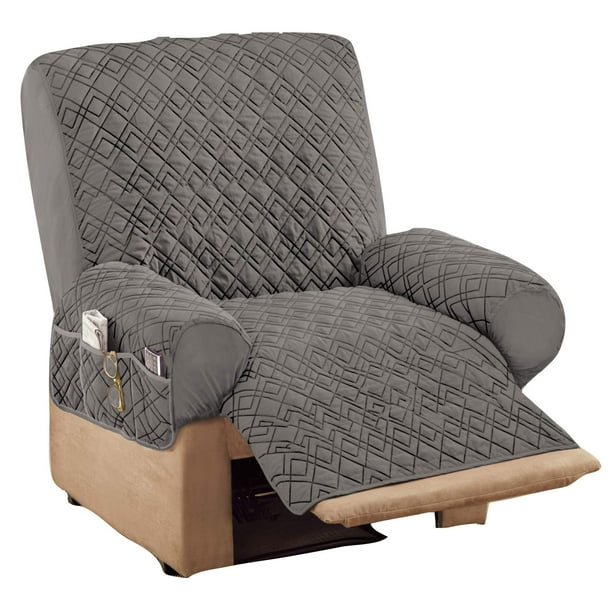 Funda para sillón reclinable Collections Etc., acolchada en forma de diamante con bolsillo