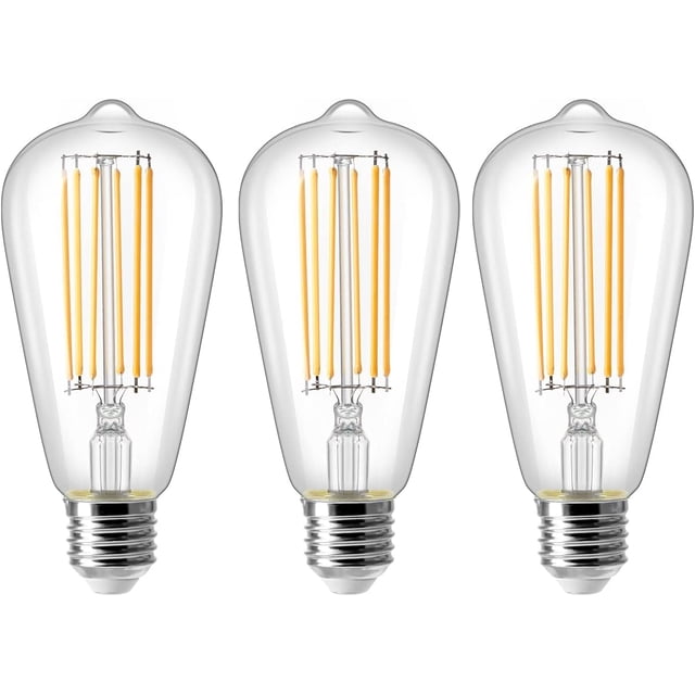 8W E27 ST64 LED-lampa, Vintage Edison Filamentlampa, 80W Ekvivalent, 2700K Varmvit, 800LM, Retro Dekorativ Lampa, Ej Dimbar, 3-pack