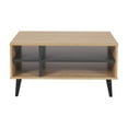 thumbnail image 2 of CorLiving Cole Rectangle Engineered Wood Indoor Coffee Table with 4 Open Shelves, Light Brown/Grey, 2 of 9