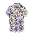 thumbnail image 5 of Gamivast Hawaiian Shirt for Men Fashion Print Short Sleeve Tops Summer Button Down Shirts Beach Vacation Summer Shirt Purple L Clearance Clothes of the Day Online Only, 5 of 6