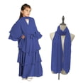 thumbnail image 2 of Girls Boho Maxi Dress 3-Piece Set Blue, Long Sleeve with Pockets & Headscarf for Party Church Holiday, Sizes 5-6Y to 13-14Y,Size 13-14 T, 2 of 9