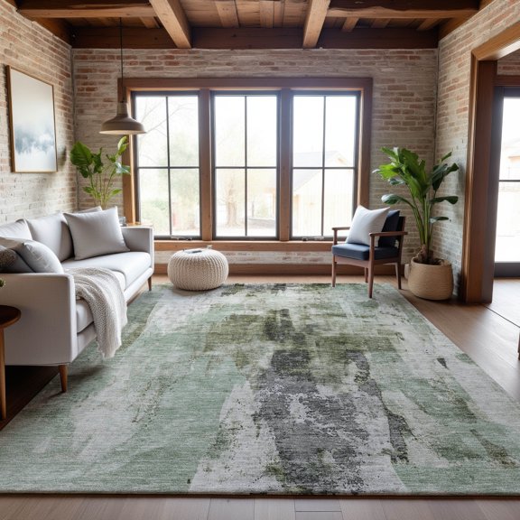 Addison Rugs Mayfield Premium Machine Washable Transitional Abstract Mint Rectangle Rug, 8' x 10'