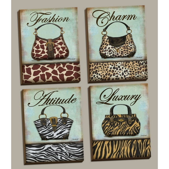 Exotic Purse -Popular Fashion Art Print by Todd Williams, 8X10 set of 4; Stretched Canvases Ready to hang on your wall!