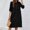 Black, variant on Fashion Women's Casual Sexy Round Neck Summer And Short Sleeve Button Dress