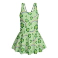thumbnail image 6 of DISNIMO Shamrock Rainbow Printed Girls Swimsuits Palm Tree Print One Piece Swimwear with Skirt Sleeveless Bathing Suit U Neck Swim Dress for Kids Girls, 6 of 8