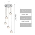 thumbnail image 6 of Modern Pendant Lights, 5-Light LED Chandeliers, Contemporary Crystal Globe Pendant Light Fixtures for Living Room, Bedroom, Kitchen Island and Entryway, 6 of 6