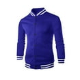 thumbnail image 5 of YDDIAN Men's All Wool Bomber Style Letterman Baseball Knit Rib Varsity Jacket Royal Blue L, 5 of 6