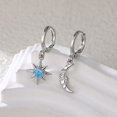 thumbnail image 1 of Pendientes con hebilla para la oreja con personalidad, temperamento, estrella, luna, asimétricos, de un solo diamante, estilo europeo y estadounidense, 1 of 6