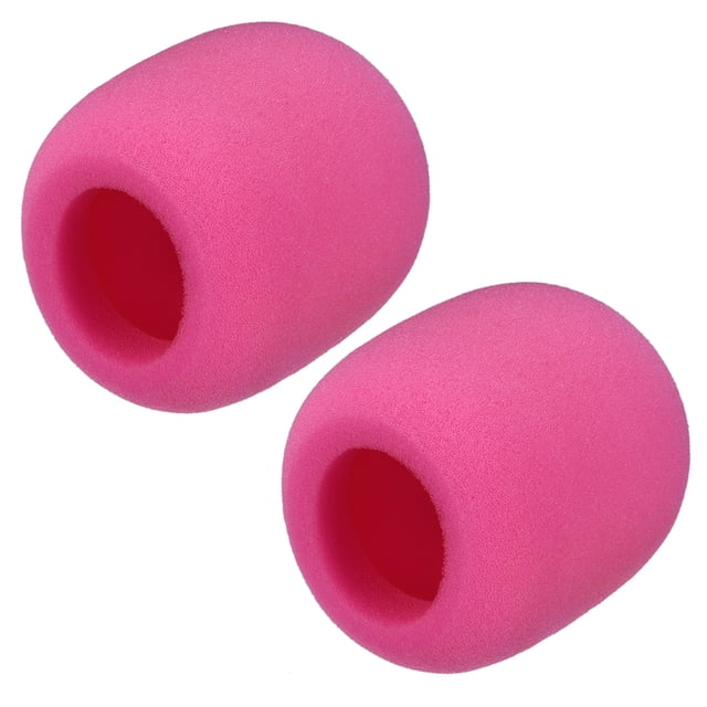 Cubierta de micrófono de esponja tipo bola gruesa de 2 piezas, protección de pantalla contra el viento, rosa para KTV