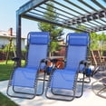 thumbnail image 6 of VTOY 2-Pack Zero Gravity Chair Outdoor Lounge Chairs Adjustable Mesh Reclining Chair for Pool Beach Camping Lounge Chair with Pillows and Cup Tray-Navy, 6 of 8