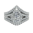 thumbnail image 4 of Wedding Ring Set Solitaire Enhancer Look Diamond Bands 14K White Gold (Moissanite Center), 4 of 5