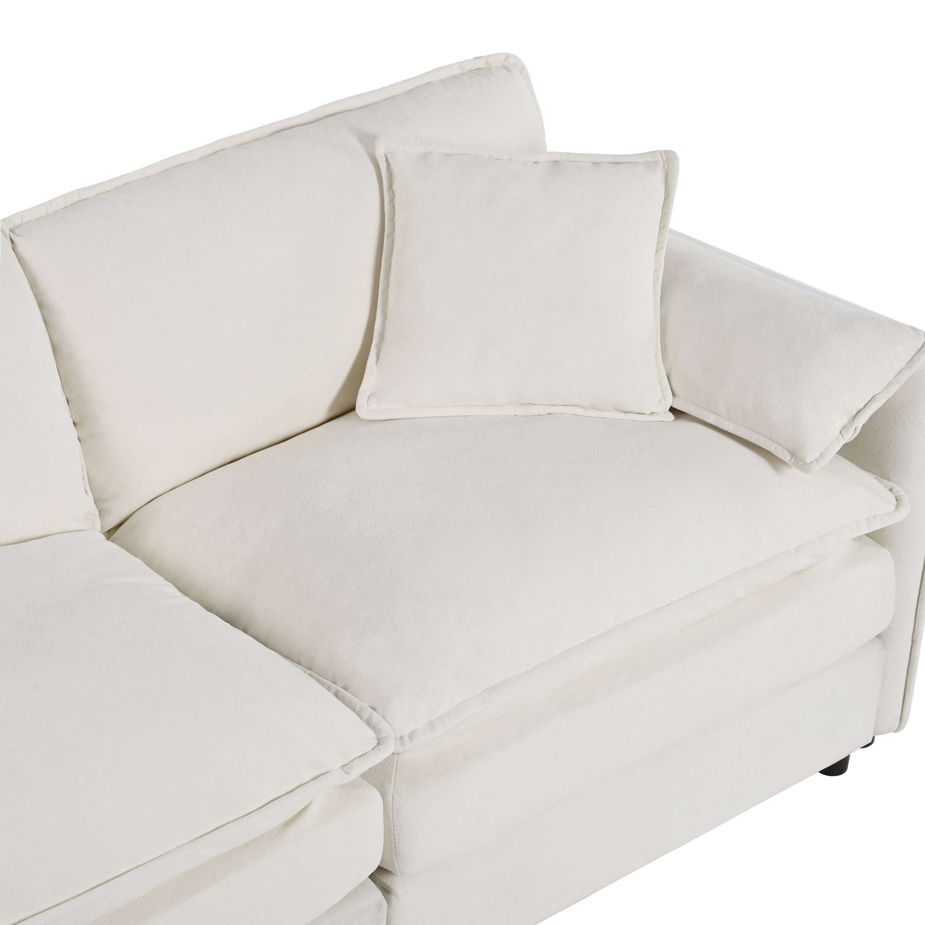 Gewnee Deep Seat Luxury 2 Piece Loveseat Couch & Sofa Armchair Set, Modern Upholstered Beige Chenille Cloud Couches Set DIY Combination Furniture with 3 Pillow for Living Room