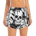 thumbnail image 4 of Lsque Skull and palm leaves Printed Women's Running Shorts with Liner Pockets,Elastic Quick Dry Workout Athletic Gym Yoga Shorts,Womens High Waist Shorts-Small, 4 of 9