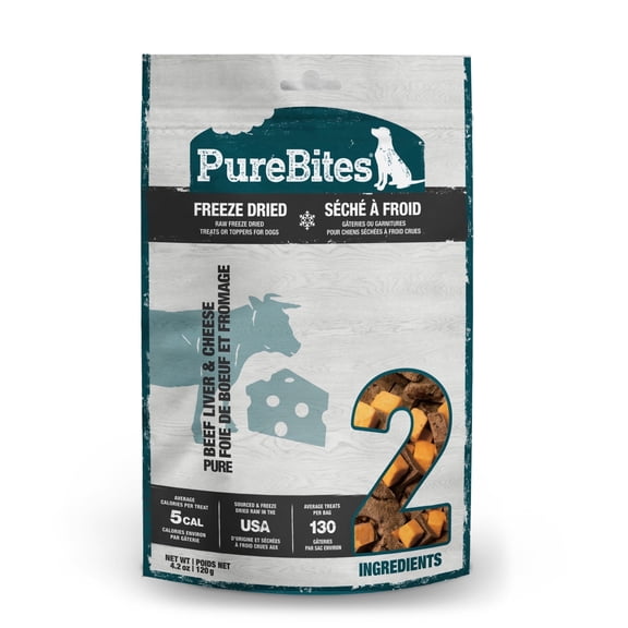 PureBites Freeze Dried Beef & Cheese Dog Treats, 2 Ingredients, 4.2oz