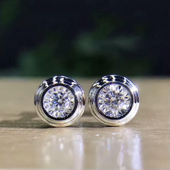 K-KED Elegant Cubic Zircon 925 Silver Stud Earrings for Women Wedding Delicate Jewelry Gifts-Silver