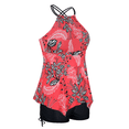 thumbnail image 3 of Mycoco Red Flower Women's Plus Size Tankini Swimsuits Flowy High Neck Bathing Suits with Shorts Two Piece Swimwear US 14, 3 of 6
