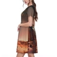 thumbnail image 2 of Rateoe Astronaut On Mars A Pattern Women’s Short Sleeve Dress – Casual Elegant Summer A-Line Dress for Everyday Wear, 2 of 6