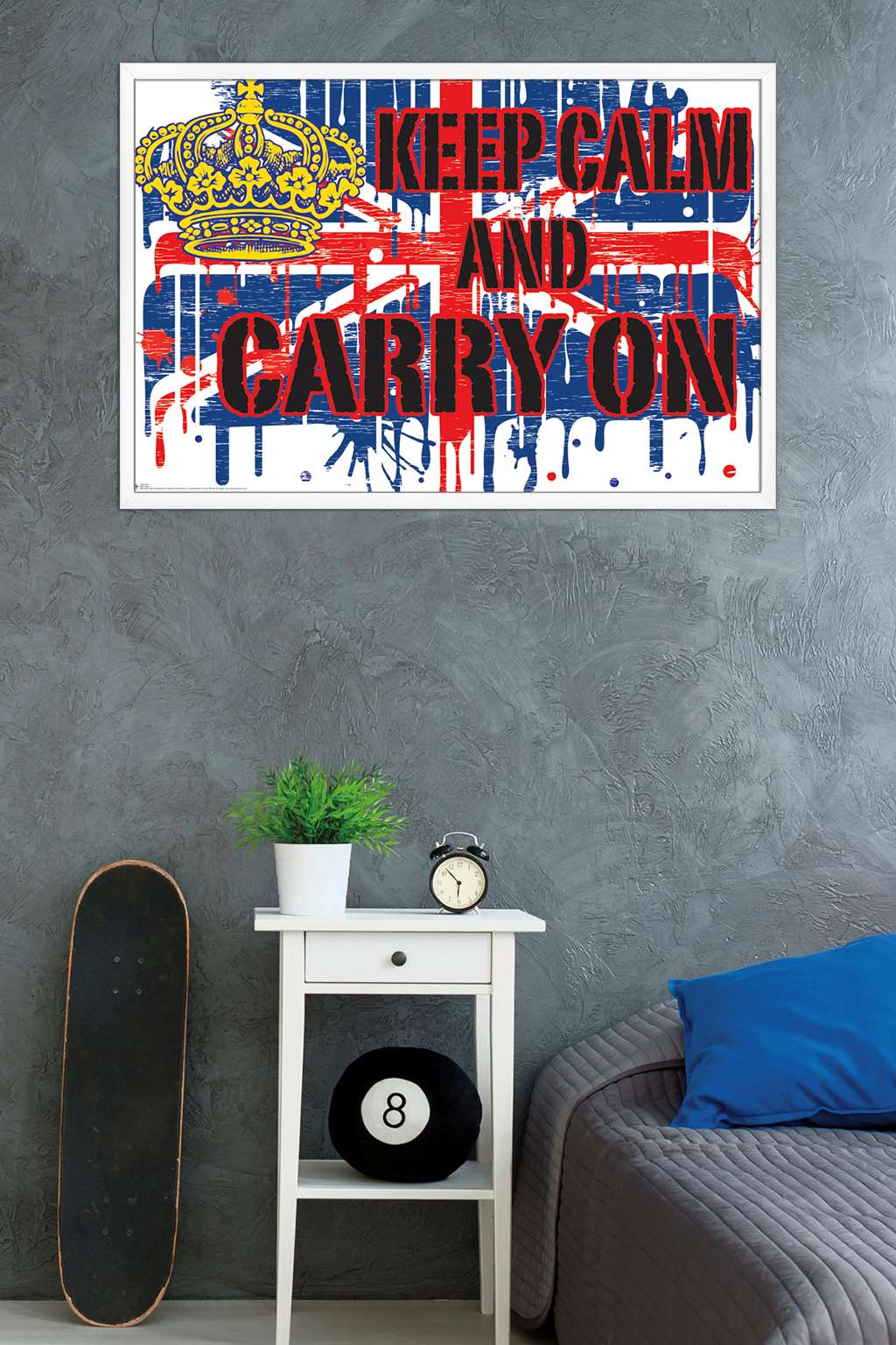 Keep Calm Wall Poster, 22.375" x 34", Framed