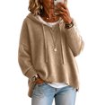 thumbnail image 2 of Women's Drop Shoulder Long Sleeve Drawstring Loose Knit Hooded Pullover Sweater M, 2 of 6