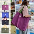 thumbnail image 1 of Bolsa de la compra plegable y reutilizable - Bolsa de cordón de gran capacidad, lavable y resistente, 56x43cm - Morado, verde, negro, azul, 1 of 9