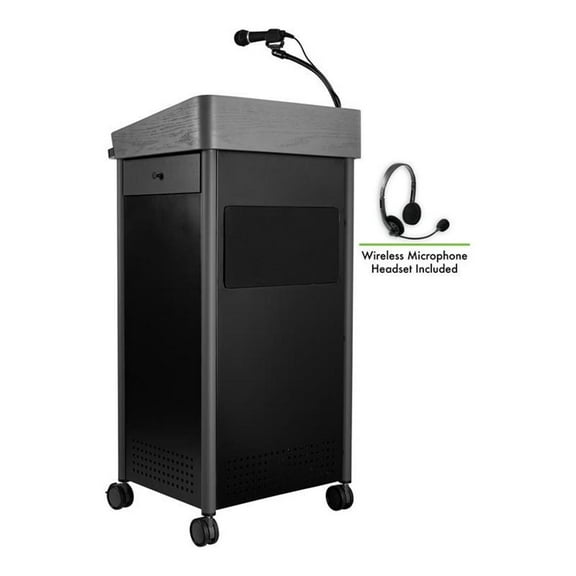Oklahoma Sound GSL Series 46" Lectern with Wireless Headset Mic in Charcoal