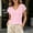 Pink, variant on Womens Cap Sleeve Crop Tops Cotton V Neck T Shirt Loose Fit Short Sleeves Tee Summer Fashion Beach Vacation Clothes(Pink,M)