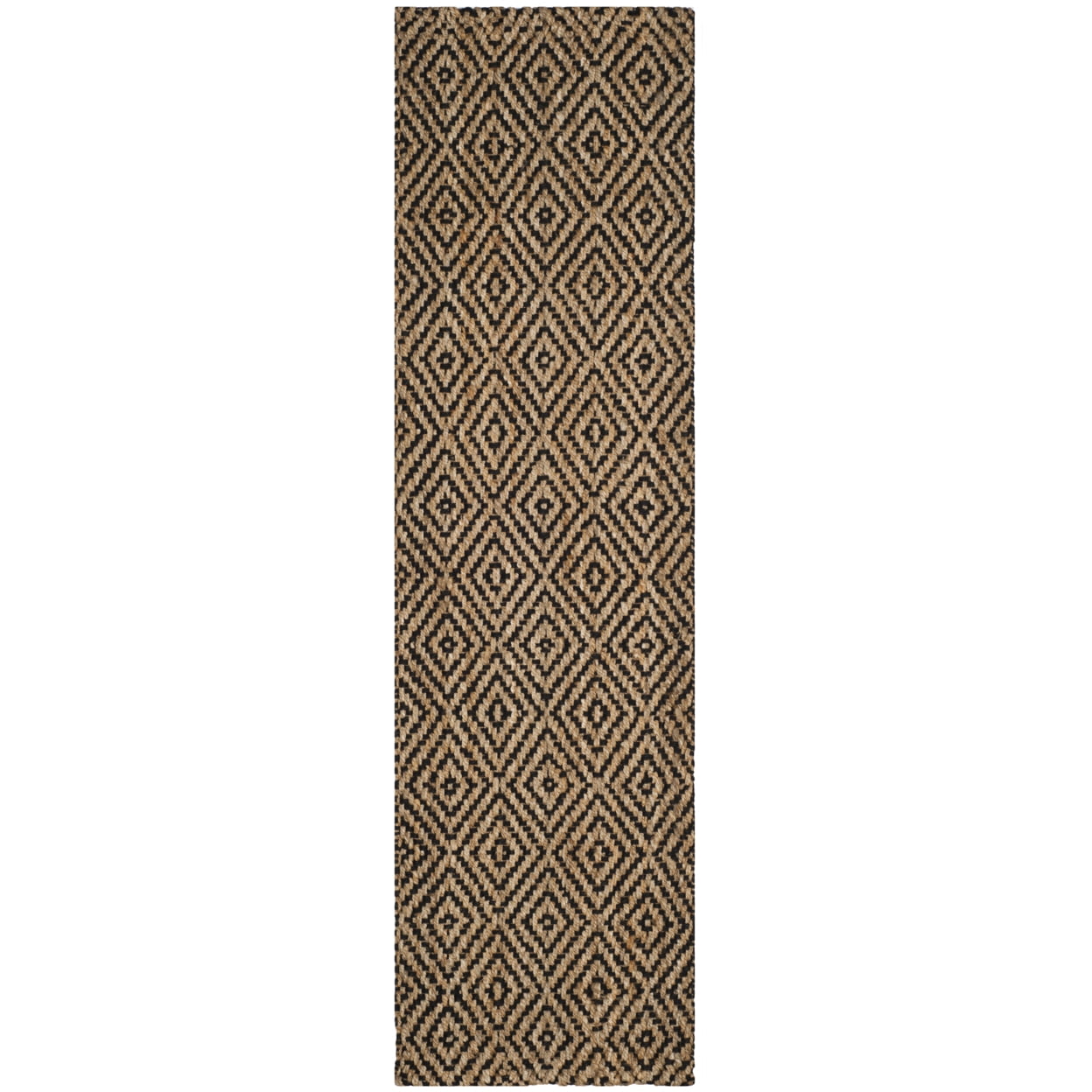 SAFAVIEH Natural Fiber Emory Geometric Jute Area Rug, Natural/Black, 7' x 7' Square